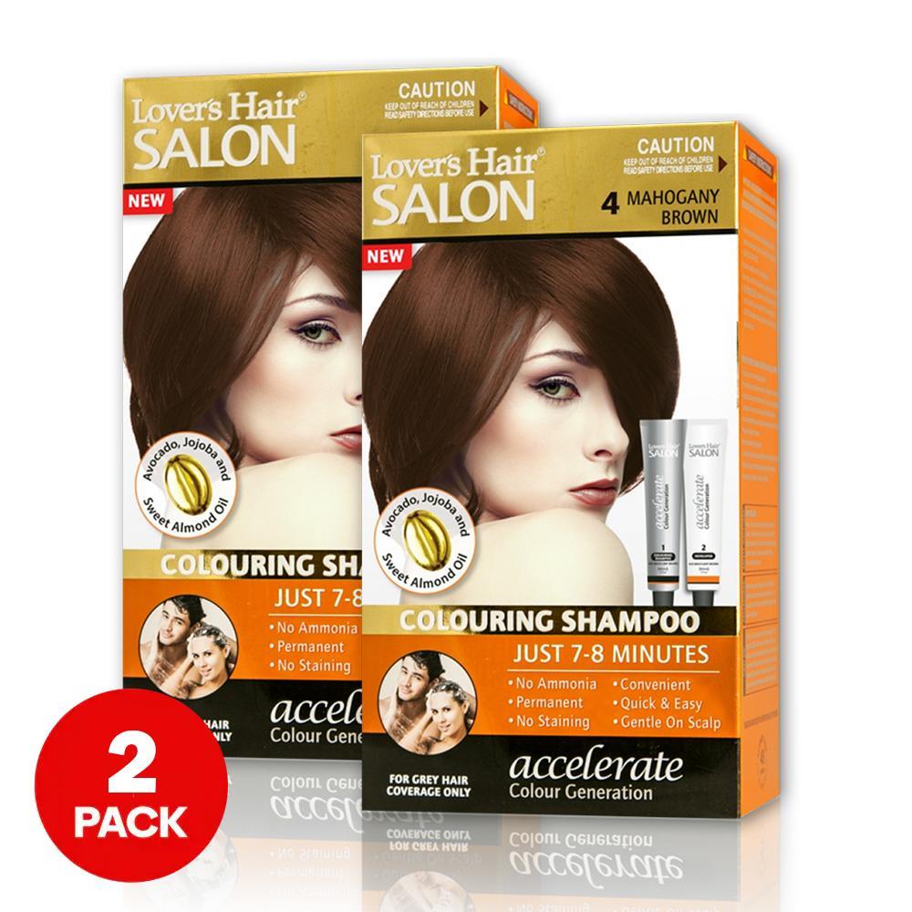 Pack of 2-Lover's Hair Salon Colouring Shampoo 4 Mahogany Brown