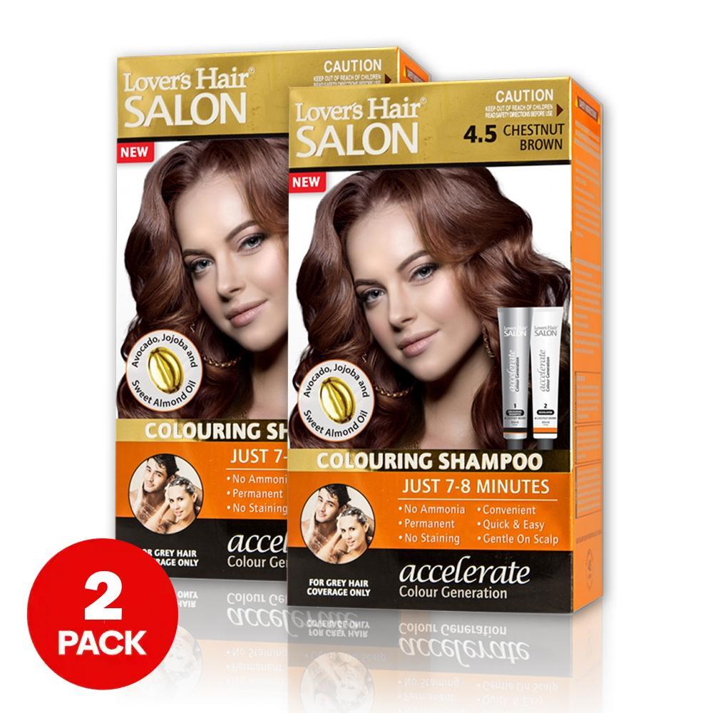 Pack of 2-Lover's Hair Salon Colouring Shampoo 4.5 Chestnut Brown