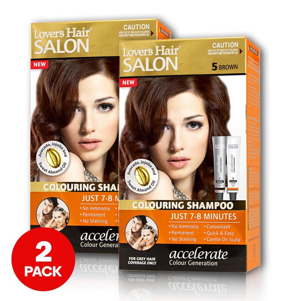 Pack of 2-Lover's Hair Salon Colouring Shampoo 5 Brown