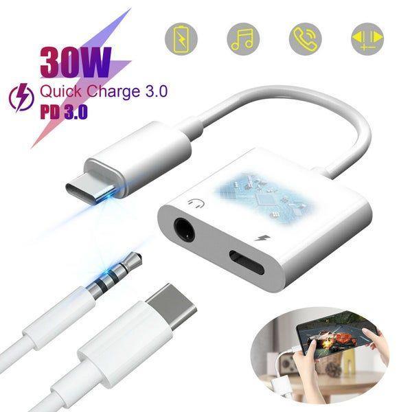 USB Type C to 3.5mm Aux Audio Cable Charger Headphone Adapter