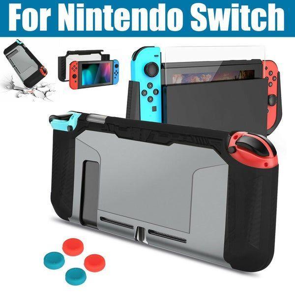 Nintendo Switch Protective Cover+ Thumb Grips+ Tempered Film