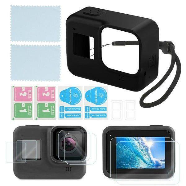 Accessories Kit for GoPro Hero 8 Black Silicone Protective Case+Screen Lens Film