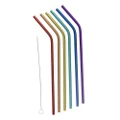 Joie Rainbow 6 Piece Stainless Steel Straw Set with Cleaning Brush