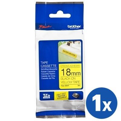 Brother TZe-S641 TZeS641 Original 18mm Black Text on Yellow Strong Adhesive Laminated Tape - 8 metres