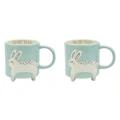 2x Urban Animal Rabbit 14cm Heavy Dolomite Mug w/ Legs Coffee/Tea Drinkware Blue