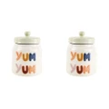 2x Urban 14cm Ceramic Yum Yum Treats/Snacks Jar Container Storage w/ Lid White