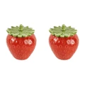 2x Urban 13cm Ceramic Strawberry Jar Snacks/Treats Container Storage w/ Lid Red