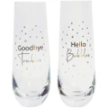 2pc Urban 16cm Hello Bubbles Champagne Glass Stemless Drinkware Drinking Cup GLD