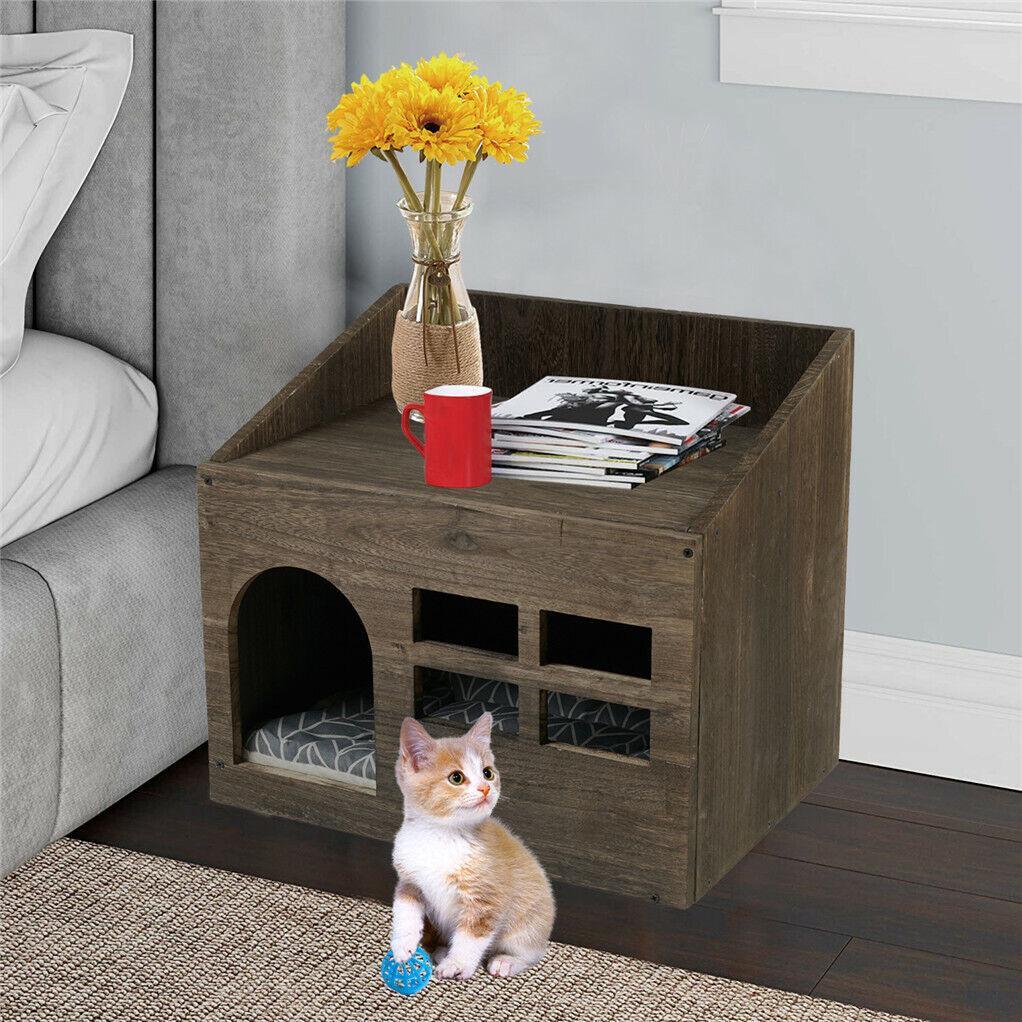 Cat Litter Box Enclosure Furniture Hidden Cabinet Nightstand Pet House Washroom