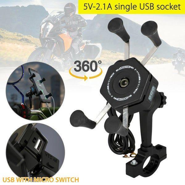 Motorcycle Cell Phone Handlebar Mount Holder Charger