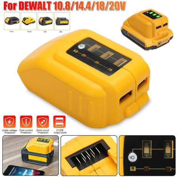 Dual USB Power Source Li-ion Battery Charger Adapter for Dewalt 14.4/18/20V MAX