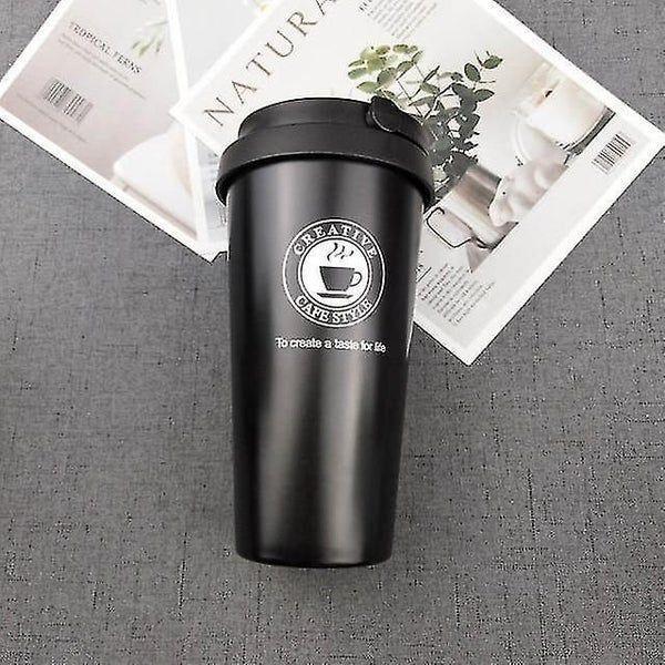 500ML Coffee Mug Creative 304 Stainless Steel Travel Mug Double Wall black