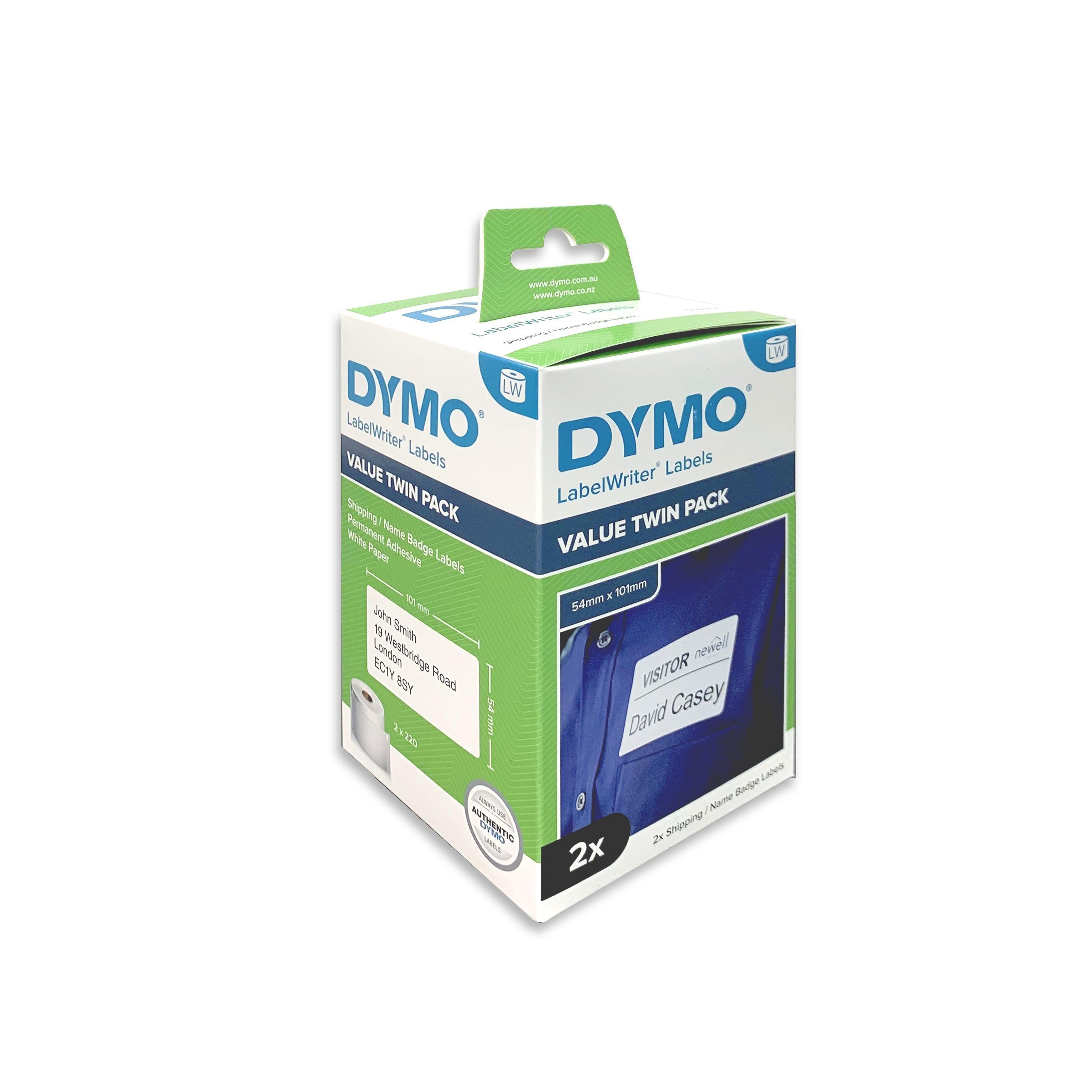 2 Rolls Dymo SD99014 / S0722430 Original White Label Roll 54mm x 101mm -220 220 labels per roll (5122498)
