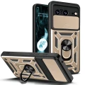 For Google Pixel 8 5G Case, Camera Cover Ring Stand Guarding Cover, Gold