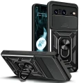 For Google Pixel 8 Pro 5G Case, Camera Cover Ring Stand Guarding Cover, Black