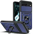 For Google Pixel 8 Pro 5G Case, Camera Cover Ring Stand Guarding Cover, Blue