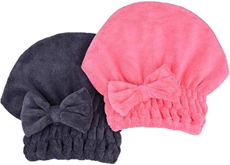 Microfiber Hair Drying Towels Head Wrap With Bow-knot Shower Cap Hair Turban H