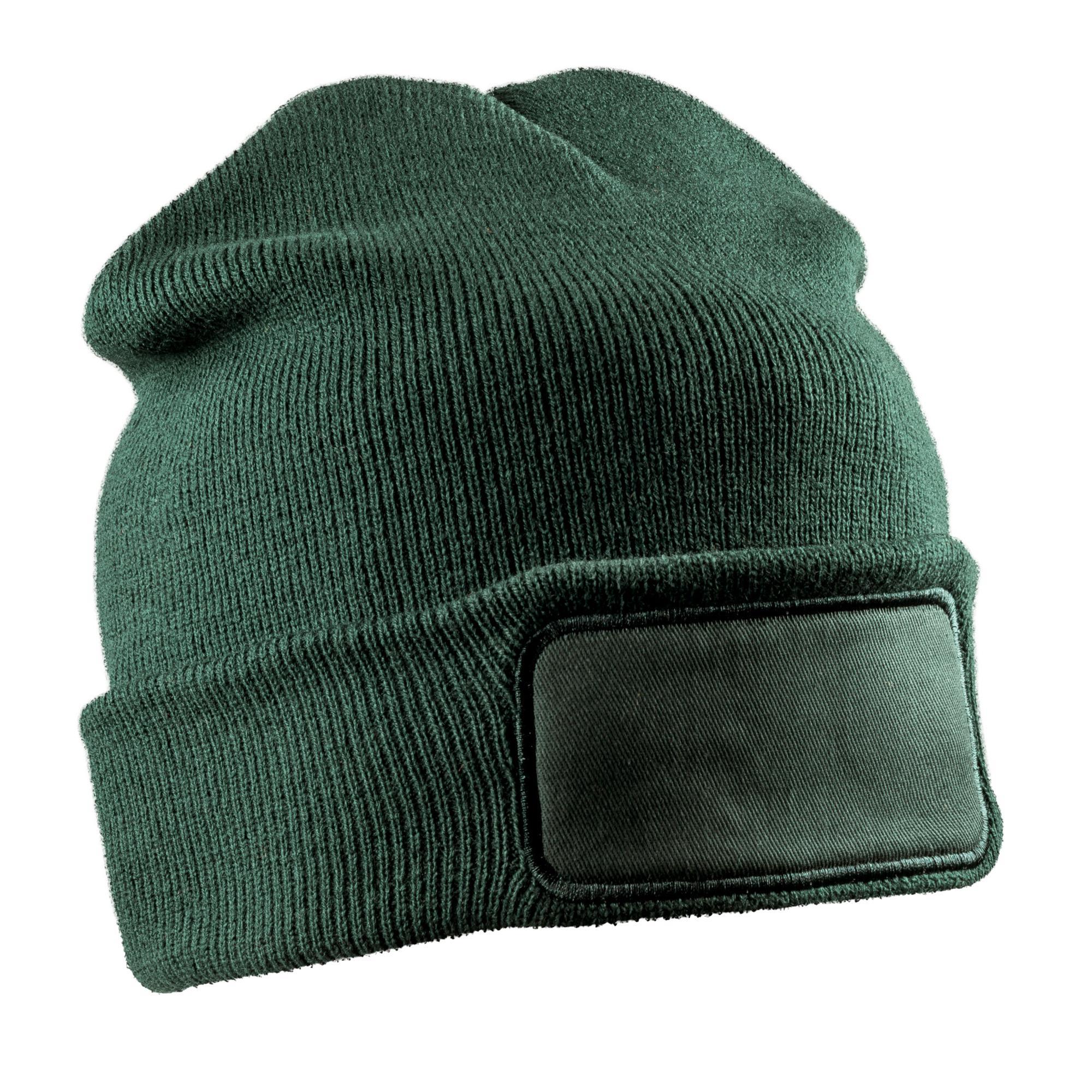 Result Winter Essentials Unisex Adult Double Knit Printer Patch Beanie (Bottle Green) (One Size)