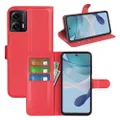 Premium Leather Wallet Case Cover For Motorola Moto G14 4G - Red