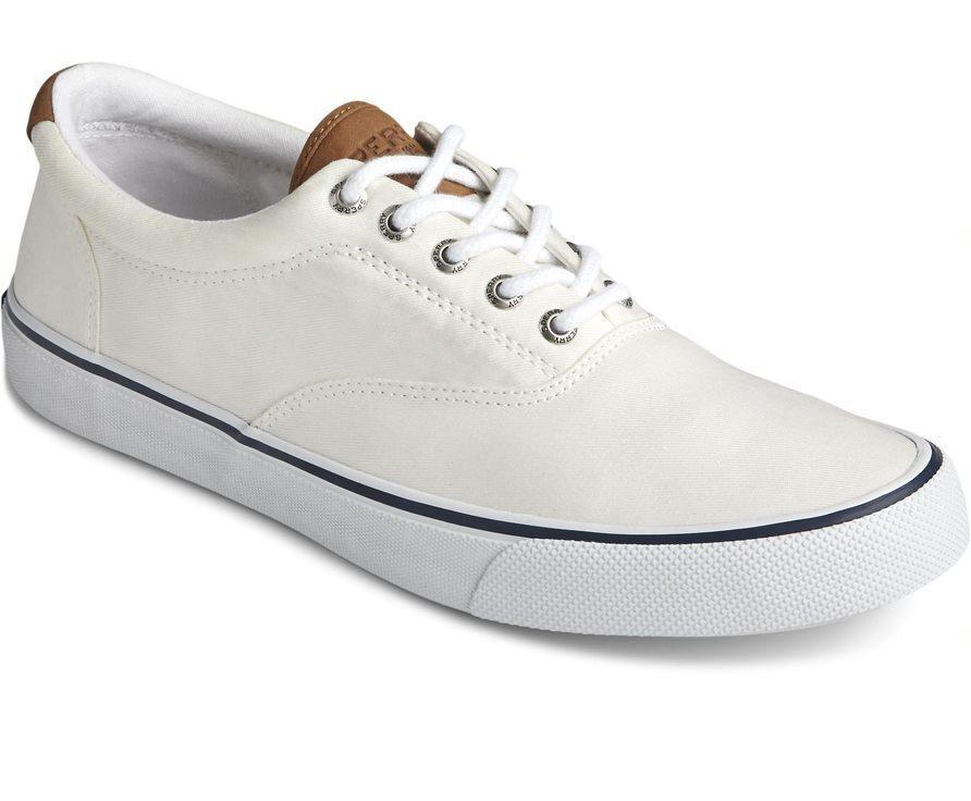 Sperry Men's Striper II CVO SW Sneaker - White -Canvas Cotton - Size 8