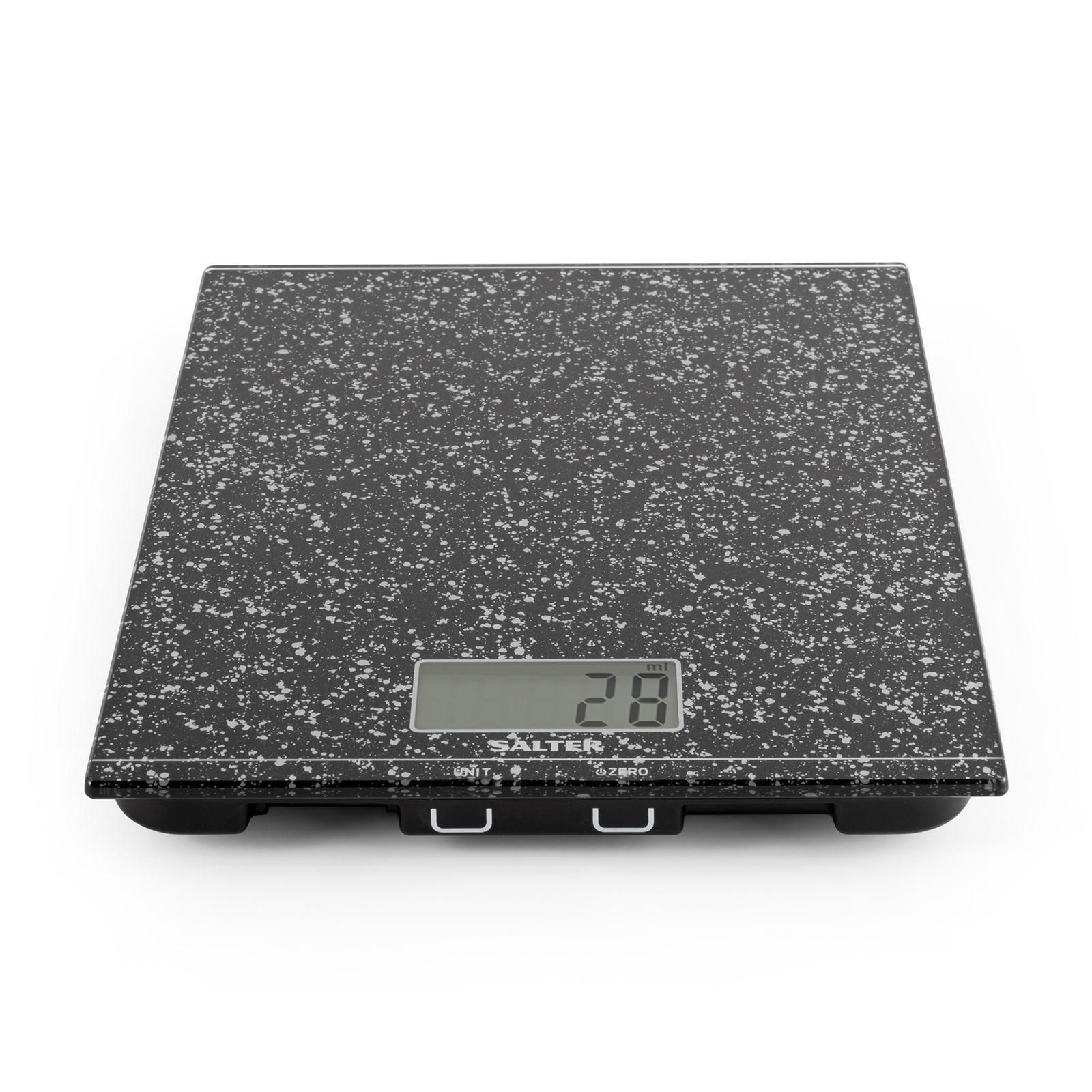 Salter Glitter Electronic Kitchen Tare/Zero Digital Glass Weight Scale 5kg Black