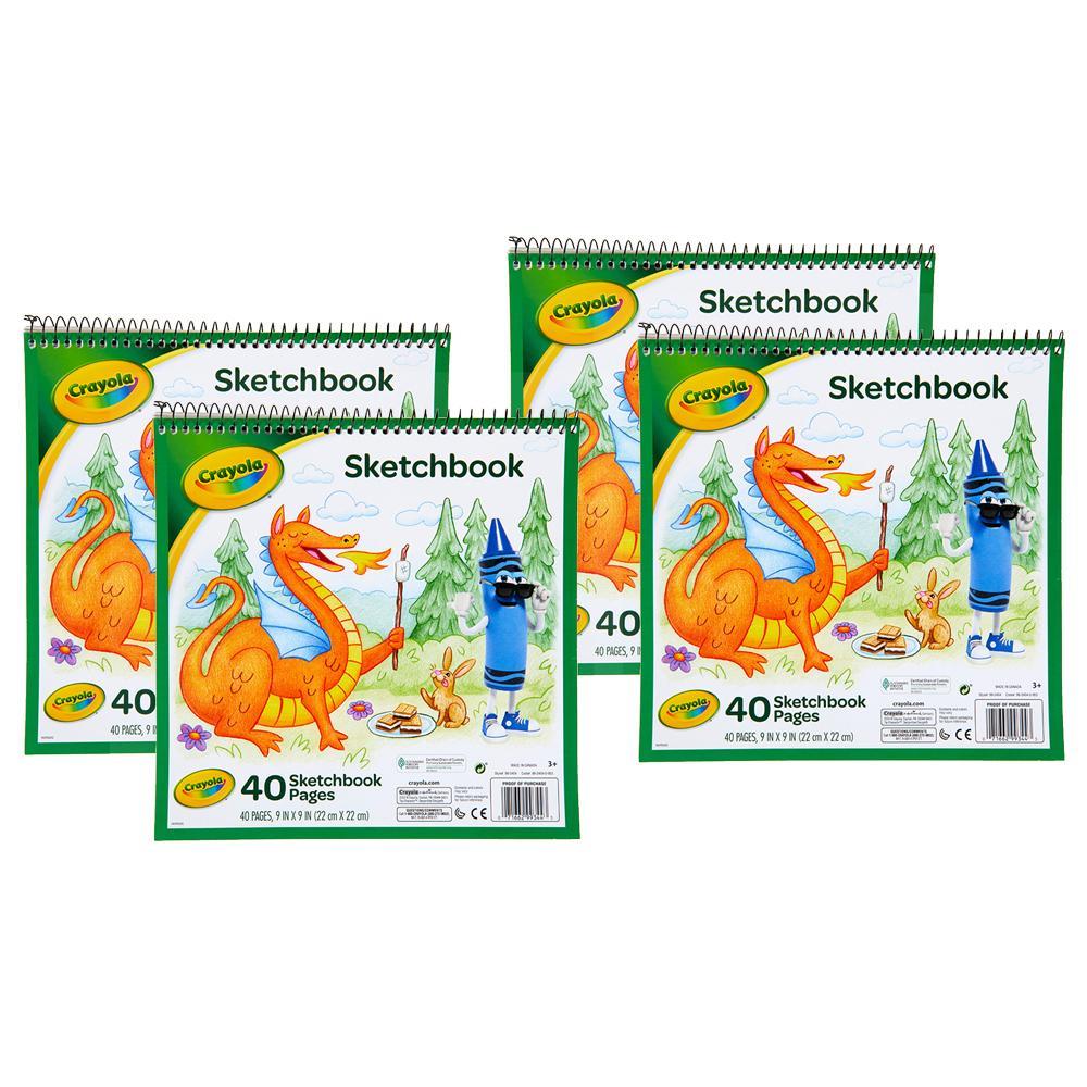 4x Crayola 22cm 40 Page Childrens Creative Sketchbook Drawing Paper White 36m+