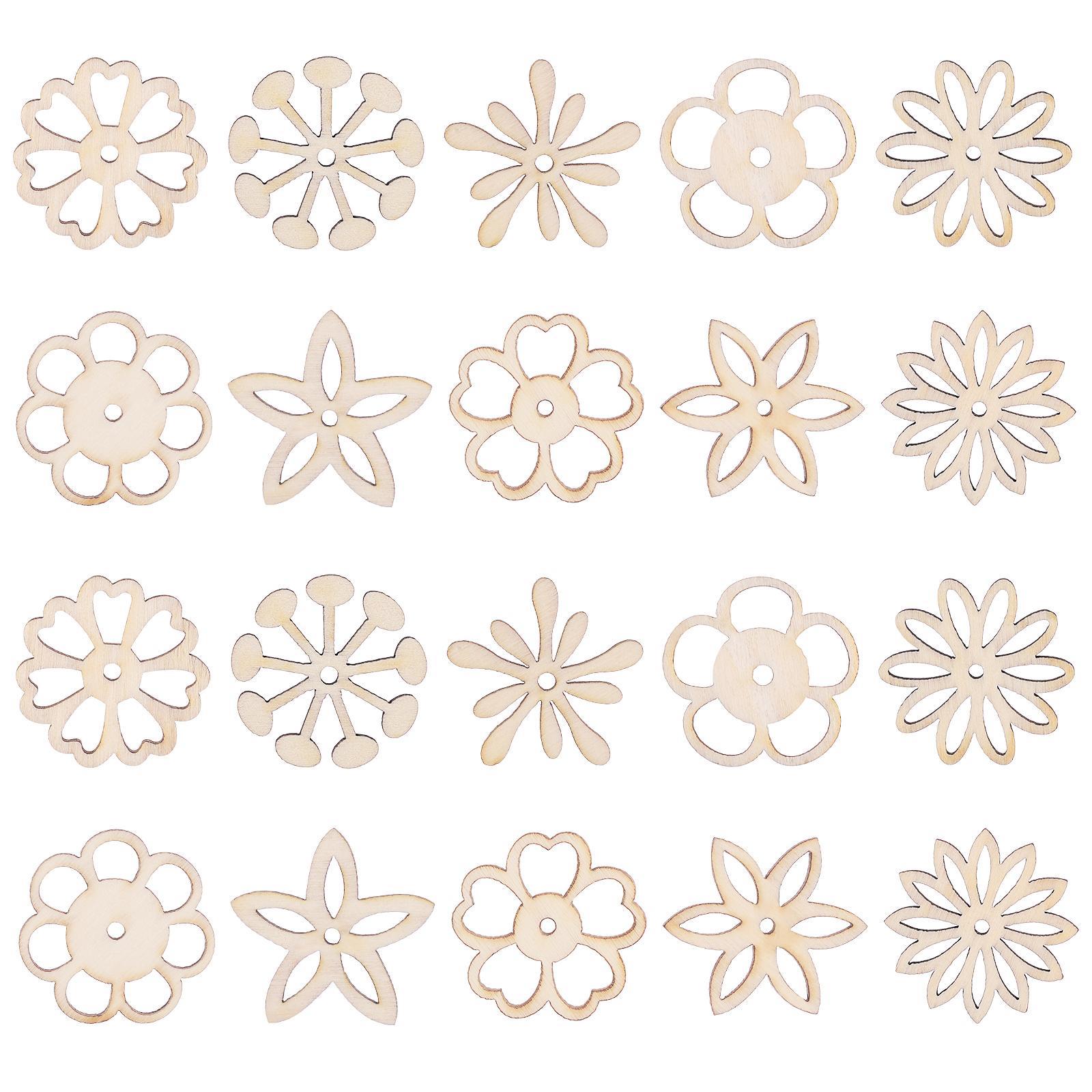 Flower Wooden Slices Cutouts Hanging DIY Art Crafts Party Ornament Blank Chips House Decorations Home