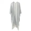 Strapsco Womens Tassel Long Kimono Cardigans Beach Swimsuit Bikini Cover Up (Silver, One Size)