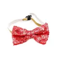 Amazon hot pet cat dog collar accessories sequin bow tie holiday party decoration red