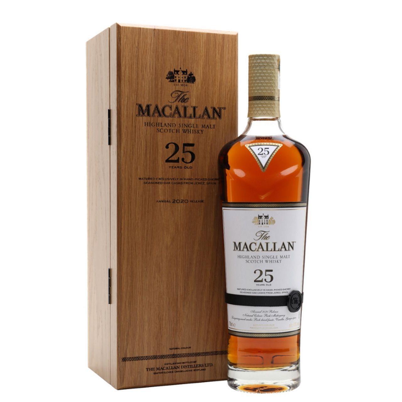 Macallan 25 Year Old Sherry Oak Highland Single Malt Scotch Whisky 700mL