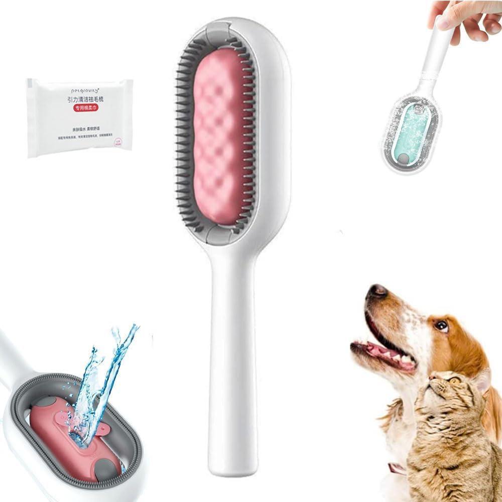 Vicanber Animals Cleaning Hair Removal Comb, Cat Animals Hair Removal Comb Dog Knot Opening Comb(Long Hair Style - Pink)
