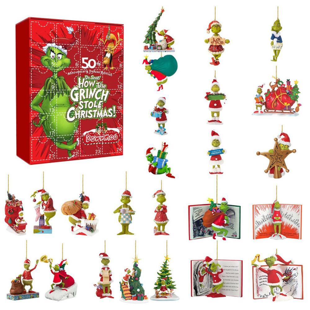 Vicanber Children Kid Young People Grinch Advent Christmas Countdown Calendar Surprise Blind Box Toys Contains 24 Gifts