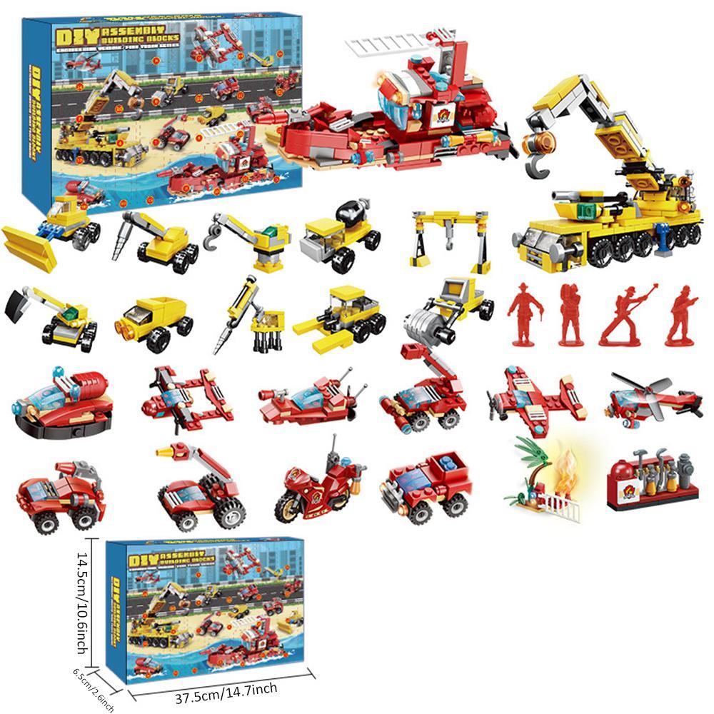 Vicanber Children Kid Christmas Fire Truck Play Vehicles Building Blocks Advent Calendar Toy Blind Box