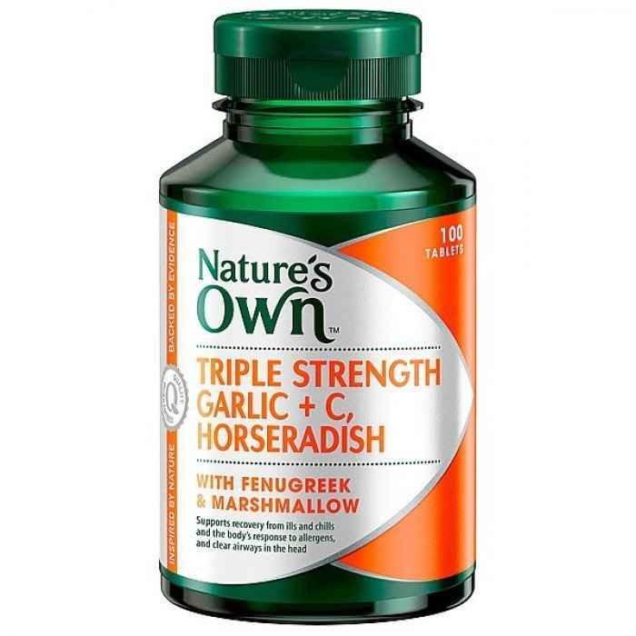 Nature's Own Triple Strength Garlic + C, Horseradish | 100 Tablets