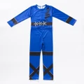 Kids Child Lego Ninjago Costume Boys Ninja Cosplay Halloween Party Fancy Dress (Color:Blue Size:110)