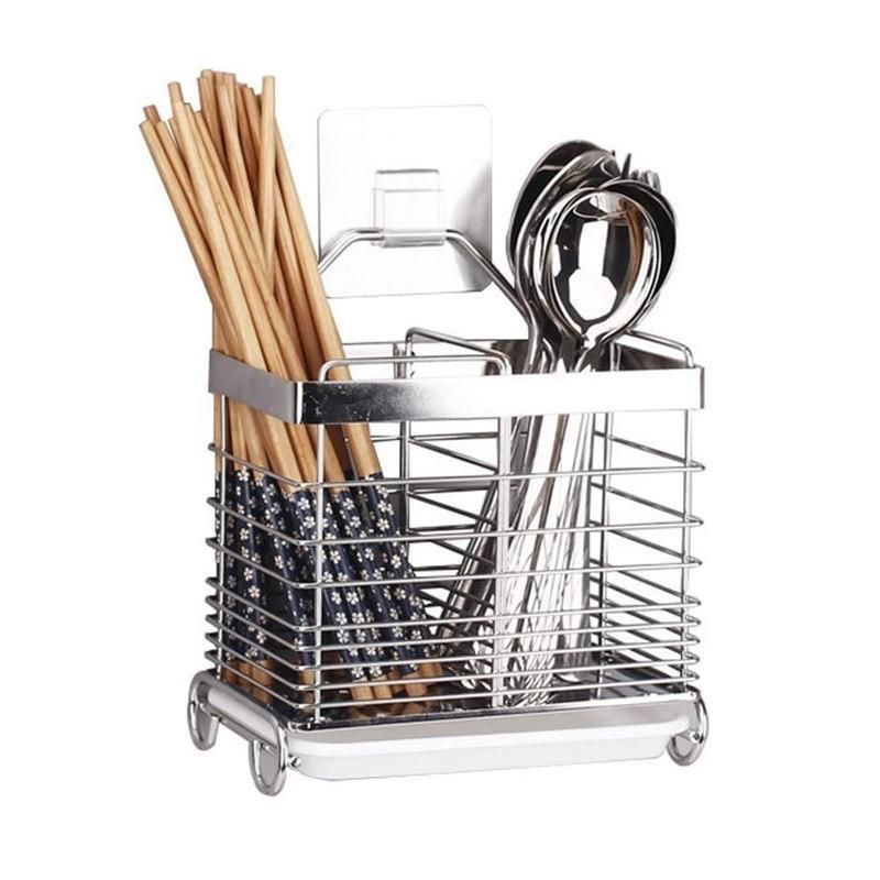 Strapsco Square Utensil Drying Rack 304 Stainless Steel Hanging 2 Compartments