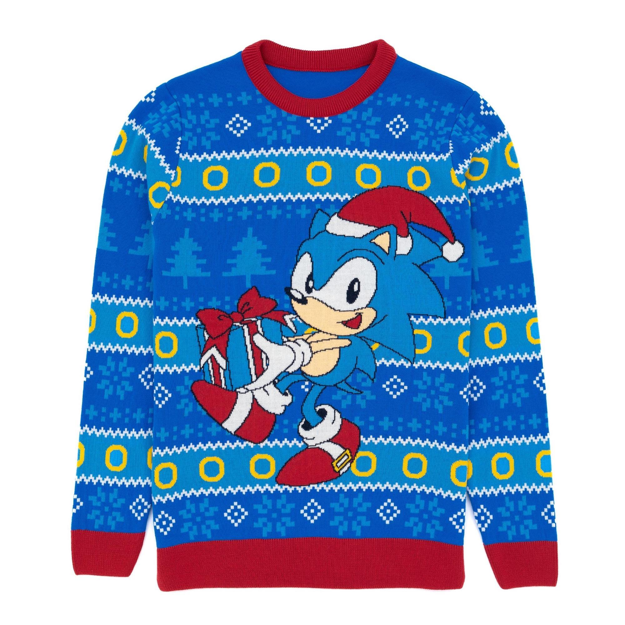 Sonic The Hedgehog Mens Christmas Jumper (Blue/Red) (XL)