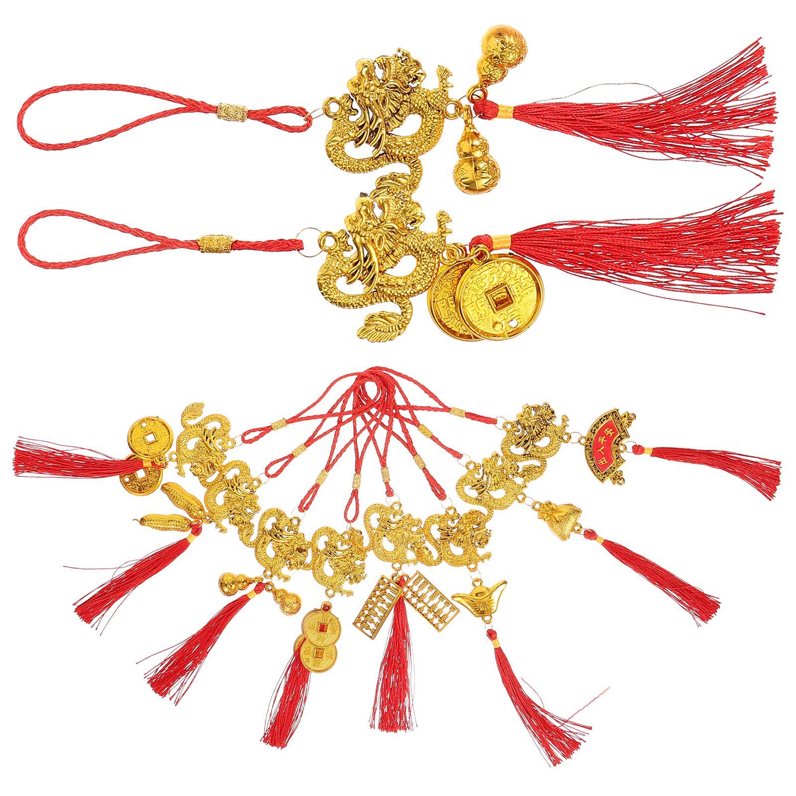 Ornament Bonsai Zodiac Dragon Tassel Pendant 10 Pcs
