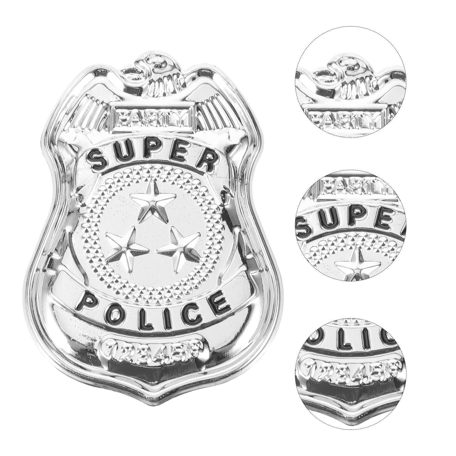 2Pcs Decorative Police Badge Brooch Ornament Metal Police Cosplay Police Badge Pin Halloween Supplies