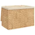 Laundry Basket with 3 Sections 75x42.5x52 cm Water Hyacinth vidaXL