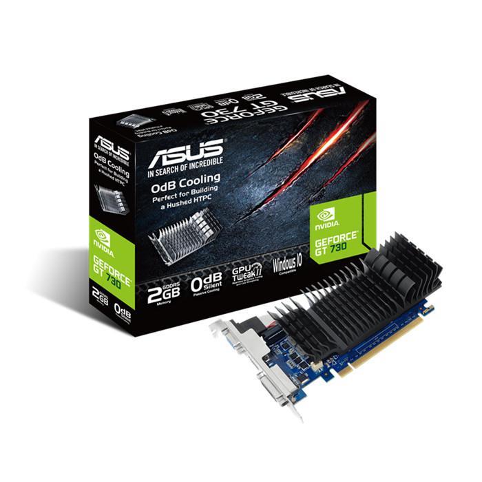 ASUS nVidia GeForce GT730 SL 2GD5 BRK 2GB GDDR5 Low Profile Graphics Card with Bracket For Silent HTPC Build (With I/O Port Brackets)