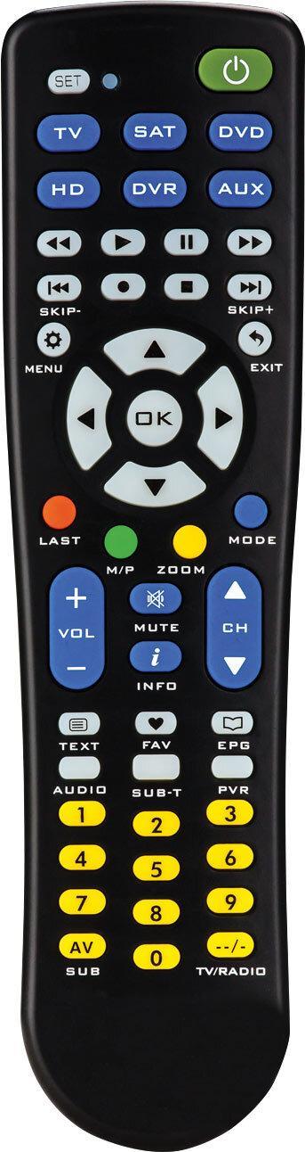 Dynalink 6 In 1 Pre-Programmed Flexible Learning Universal Remote Control