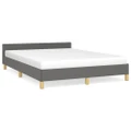 Bed Frame with Headboard Dark Grey 137x187 cm Double Fabric vidaXL