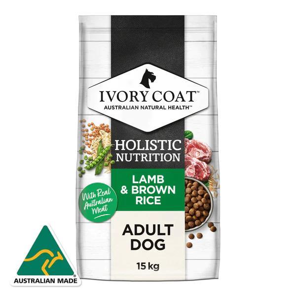 Lamb and Brown Rice Wholegrains 15kg Dry Food for Adult Dogs by Ivory Coat
