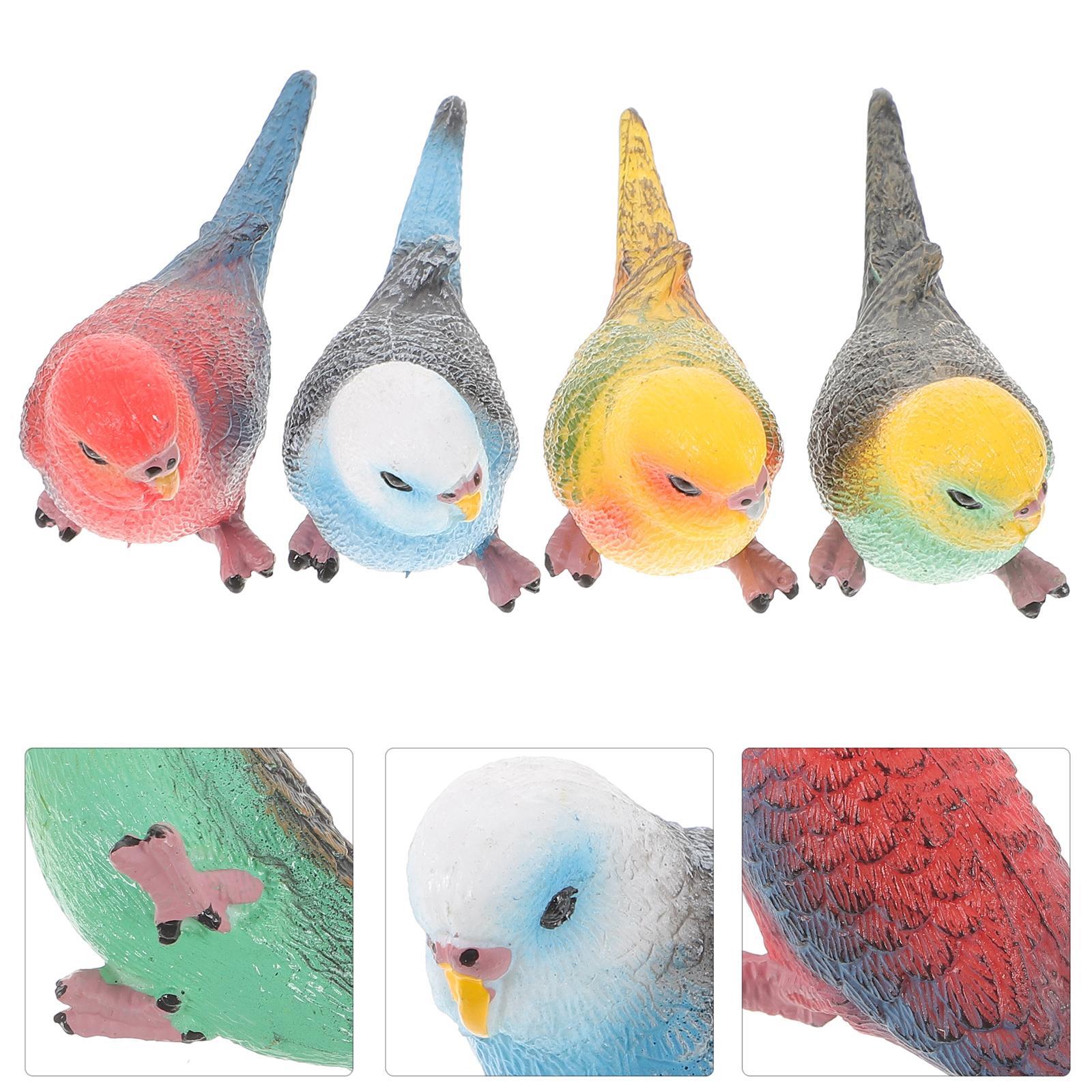 Decorative Bird Fake Parrot Birds Models Resin Macaw Parrots Child 4 Pcs