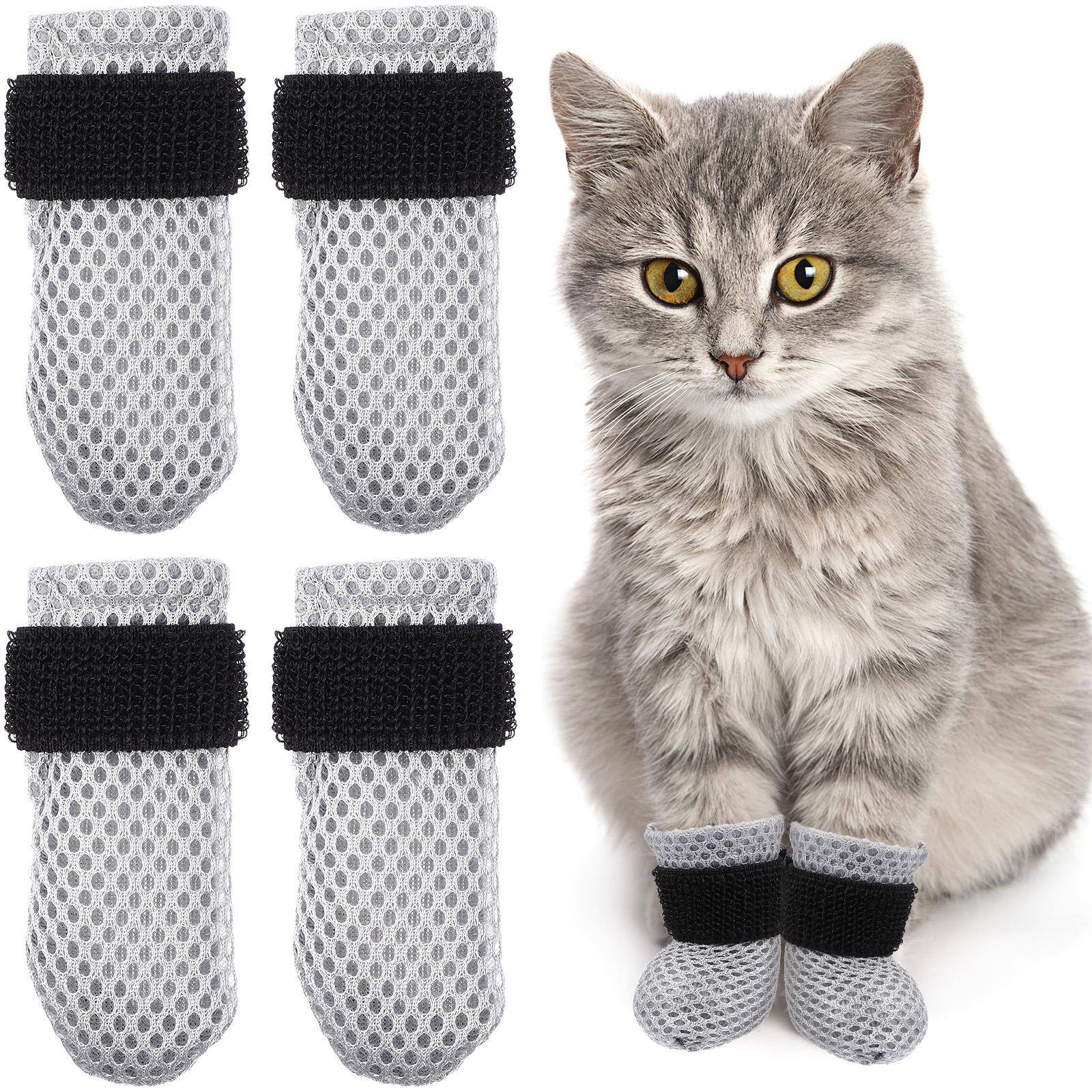 4 Pcs Cat Feet Covers Kitten Paw Covers Boots Shoe Socks Anti Scratch Foot Sleeves for Cleaning Shaving Checking Treatment