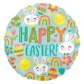 Happy Easter Icons Round Foil Balloon
