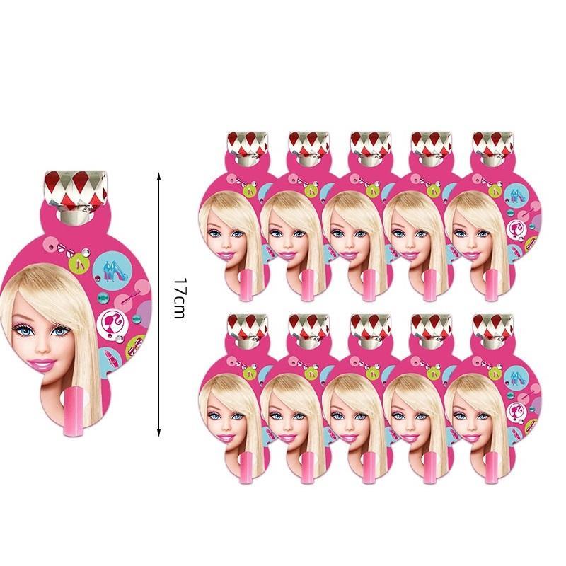 6PC Barbie Blowout Whistles Birthday Party Supplies