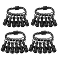 1/4inch Hex Shank Aluminum Alloy Screwdriver Bits Holder Extension Bar Drill Screw Adapter Change Keychain Portable（4*6PC Black with black carabiner）