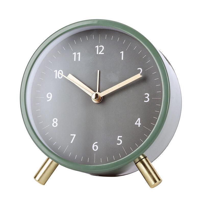 Nordic desktop silent clock, simple bedroom alarm clock, living room dedicated table clock, fashionable and creative light luxury desk clock alarm clock green battery